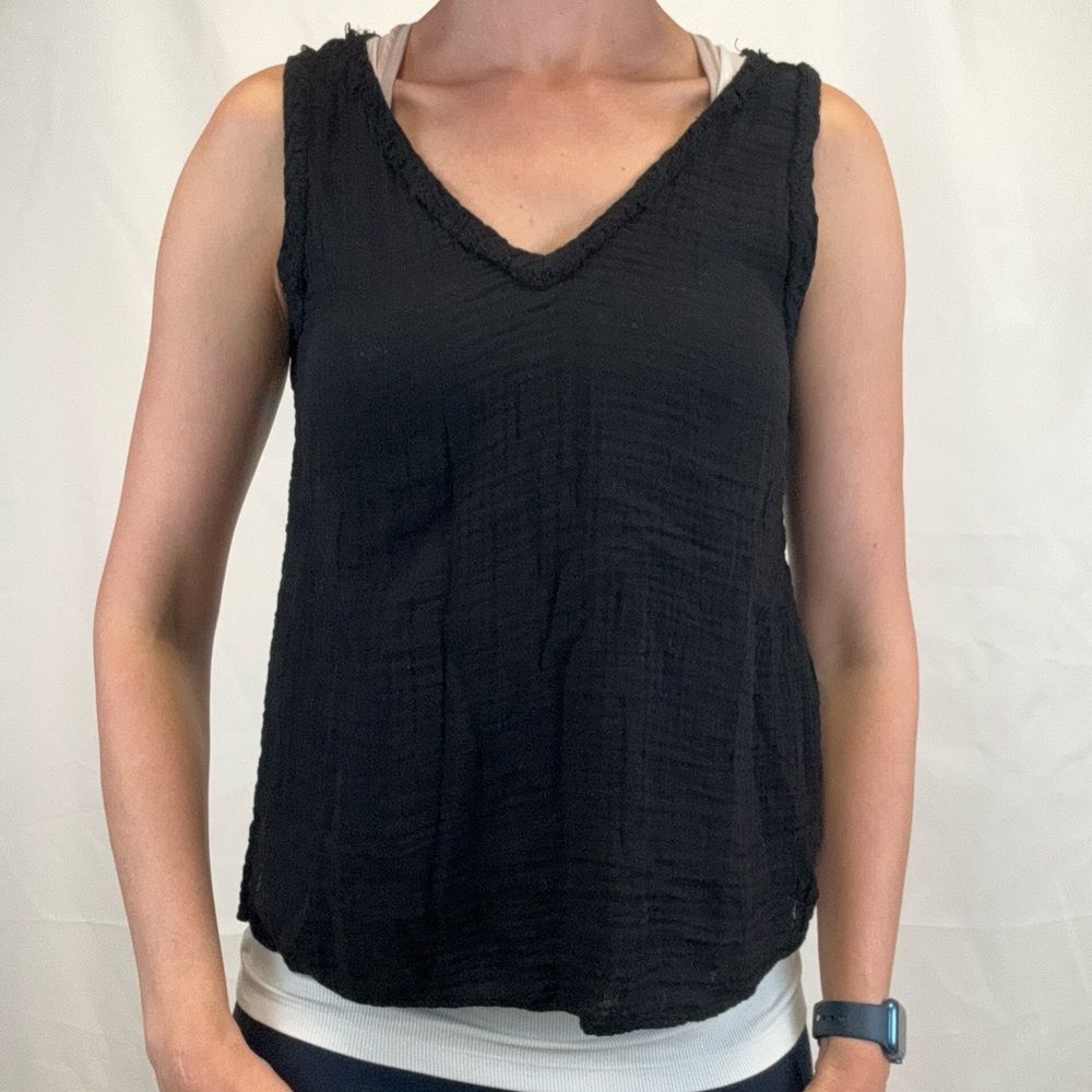 Michael Stars Women's Tammy V Neck Tank XS Black Gauze Sleeveless NWT Blouse